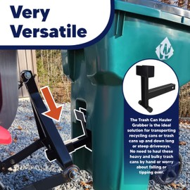 VONLX Trash Can Hauler Grabber with 2 inch Hitch Reciever, Garbage Hauling Towing Hitch Attachment on Lawnmower Three Point Hitch Fit for Lawn Mower Garden Tractors