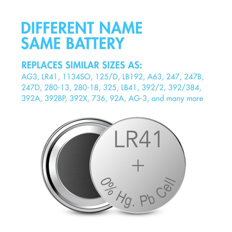 Tenergy 1.5 Volt Battery Button Cell LR41, ag3 Batteries Equivalent,