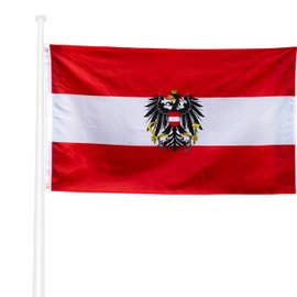 KliKIl Austria Flag 90 x 150 cm - Austrian Flag Fan Item Weatherproof Austrian National Flag with Brass Eyelets Bright Colours and UV-Resistant for Outdoor Use Austria