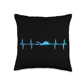 Divers Scuba Diving Mask Snorkel Fins for Men And Women Tee Throw Pillow