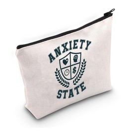 PYOUL Mental Health Gift Anxiety State University Makeup Bag Introvert Cosmetic Bag Anxiety Merch (Anxiety State University B)