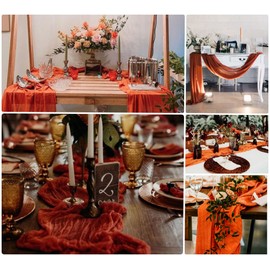 15 Pack Cheesecloth Table Runner Terracotta 10Ft Gauze Cheese Cloth Table Runner 35 x120 Inch Rustic Boho Table Runners for Wedding Birthday Party Engagement Anniversary Bridal Baby Shower Fall Décor