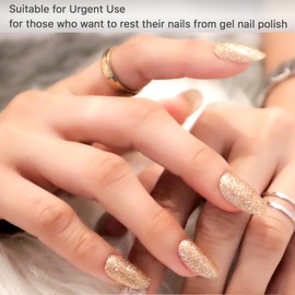 Mrs. O's Manicure 6-Piece luxury nail polish strip set, 2 nail polish strips, 1 nail file, 1 rubber cuticle pusher random color, and 2 alcohol wipes, nail stickers full nail wraps, gel nail strips (Gold)