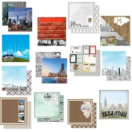 Custom Bundle - 13 Illinois Chicago Springfield Travel Vacation Themed 12" x 12" Scrapbook - Various Brands