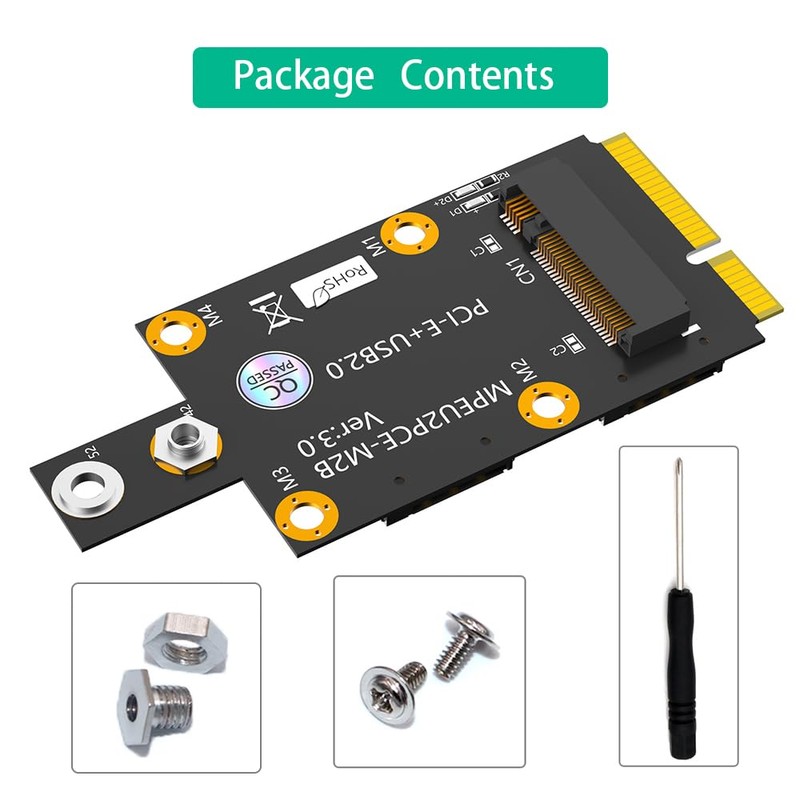 M.2 Key B to Mini PCI-E Adapter with Dual Nano