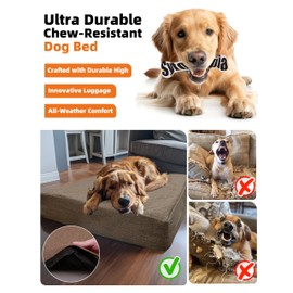 Sytopia Orthopedic Extra Large Dog Beds with Detachable Blanket - Washable Great Dane Dog Bed for Giant Dogs, Supportive Foam Pet Bed with Waterproof and Removable Cover, Caramel