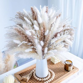 96 Natural Dried Pampas Grass Boho Home Decor Bouquet Phragmites Dried Flowers Bouquet for Wedding Floral Arrangements Home Decorations - Color: 70PCS