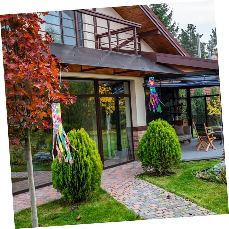 Mipcase 4Pcs Tie Dye Windsock Flags Durable Outdoor Hanging Decor