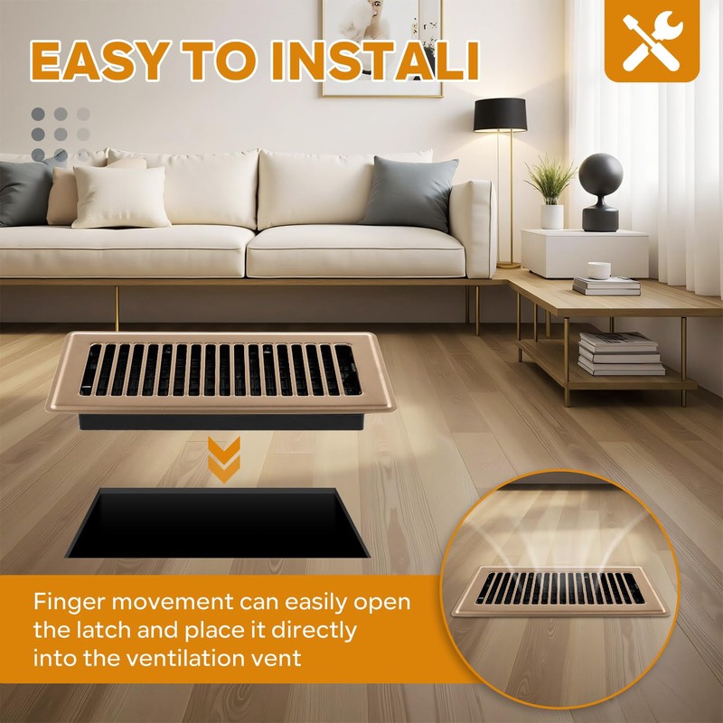 6x10 Floor Register, 4 Pack Brown Floor Vent Covers, Heavy