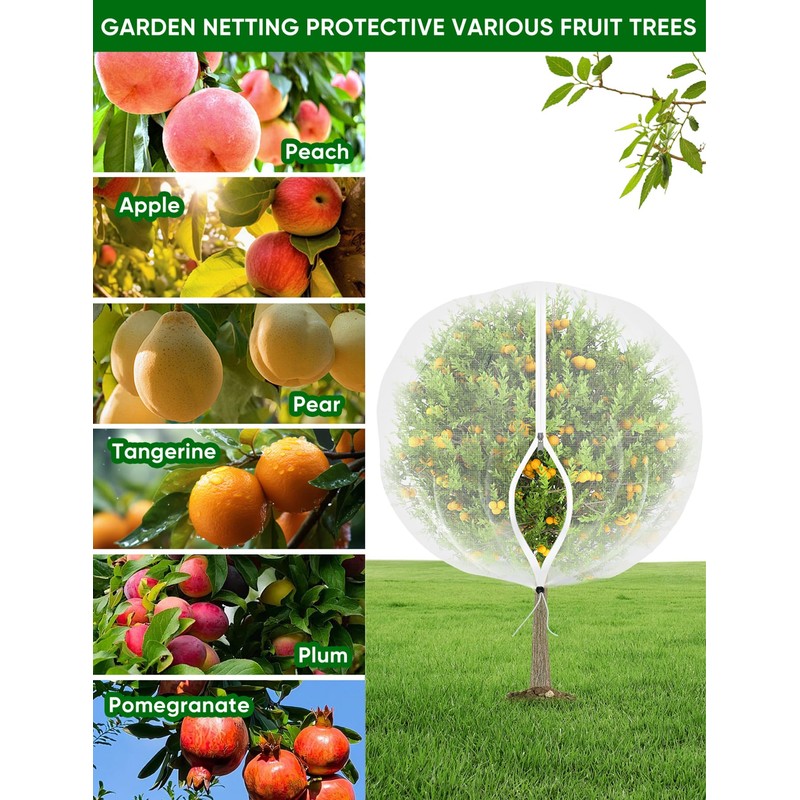 Large Fruit Trees Netting Cicadas - 2Pcs 8X5.3FT with Zipper