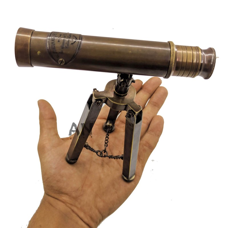 Brass Nautical Miniature Telescope, Victoria Marine Telescope with Tripod Stand/Tabletop
