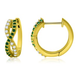 arete de aro de plata de ley con circonitas blancas y gemas sintéticas de 15 mm