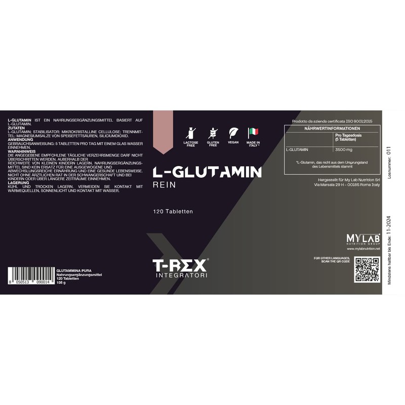 L-Glutamine Ultrapure - Reduces Fatigue After Training - Recovery Post