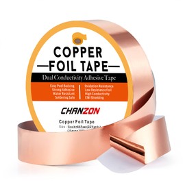 CHANZON Copper Foil Tape 25mm 1 inch x 66ft Double Sided Conductive Adhesive for Electric,Slug & Snail Deterrent,Guitars,Soldering,Grounding,Repair,Crafts,Paper Circuits