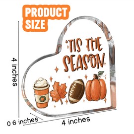 Tis the Season Fall Decor Fall Decorations for Home Office Autumn Thanksgiving Decorations Sign Autumn Pumpkin Heart Acrylic Decor 4 x 4 inches (Acrylic 2301)