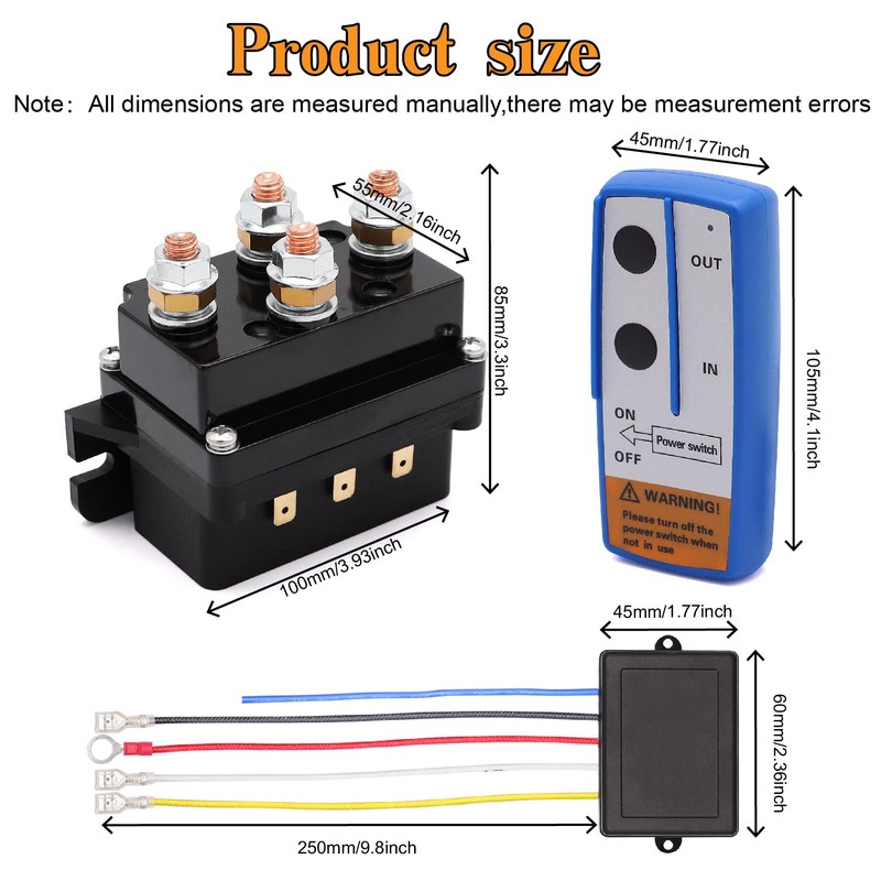 Torkettle 12V 500A Winch Solenoid Contactor Relay and Wireless Twin