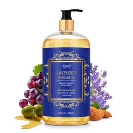 Pjordo Aromatherapy Lavender Massage Oil for Calming, Soothing & Relaxing, Natural Body Massage Oil for Massage Therapy with Jojoba & Sweet Almond, No Stain & Non-Sticky, Spa Gift for Her Him