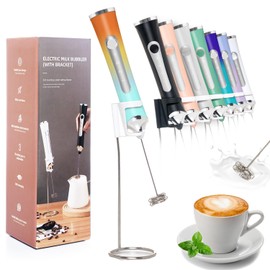 Rechargeable Milk Frother Handheld For Coffee,3 Speeds Frother Wand With Stand, Batidora De Mano Electrica,Coffee Frother With 2 Heads,Drink Mixer Electric Handheld,Kitchen Essentials (Colorful 1)