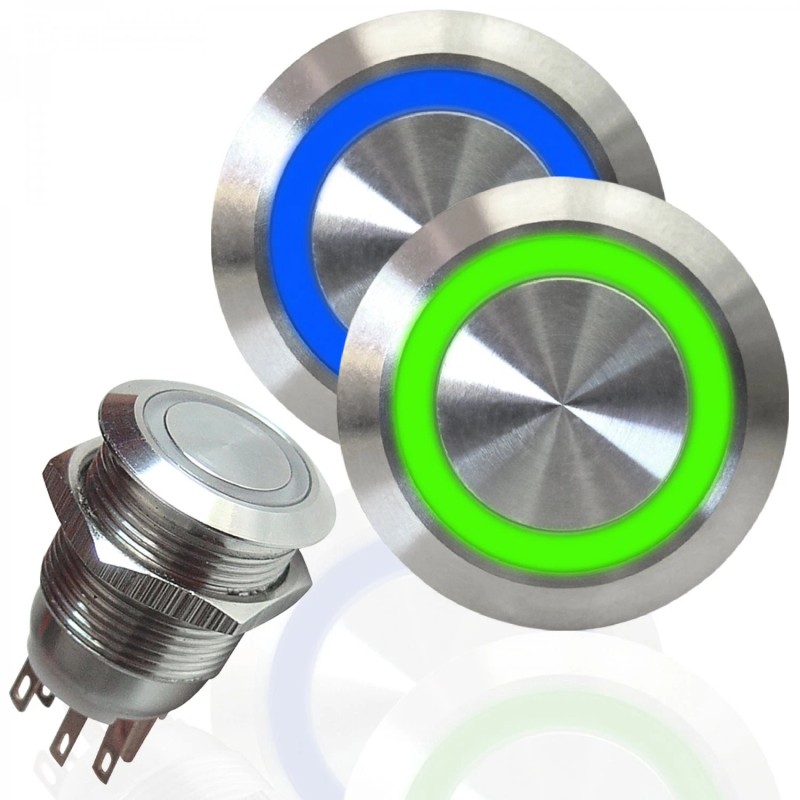 AutoLöc Power Accessories 22mm Billet 12V Momentary Push Button Switch