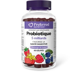 Preferred Nutrition® Probiotic 5 Billion 60 Gummies Mixed Berry, Vegan, Gelatin Free, No Refrigeration Required, Proudly Canadian