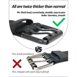 PlusZis Double Prong Buckle Nylon Punk Belt Men Women, Sizes 28-64 Inches