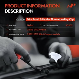 A-Premium 30 PCS Nylon Trim Panel Fender Flare Moulding Car Retainer Fastener Push Pin Clips Compatible with Mini Cooper 2002-2012 - for 8mm