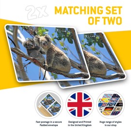 Rectangle Stickers(Set of 2) 7.5cm - Mother & Baby Koala Bear Bears Fun Decals for Laptops,Tablets,Luggage,Scrap Booking,Fridges, #15832