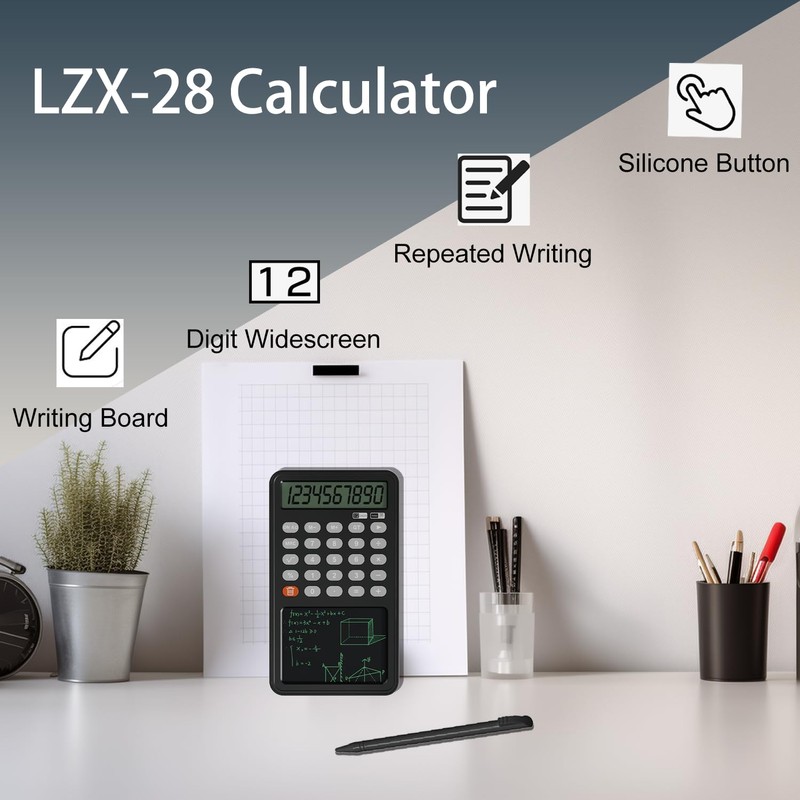 LZX-28 Calculator with Writing Tablet Portable Dual Function Calculator with