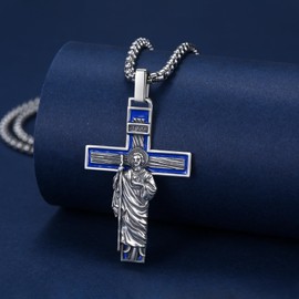 StoryEtain St Jude Pendant 925 Sterling Silver St Jude Cross Necklace Crucifix Religious Pendant Catholic Jewellery Gift for Men Women Christians