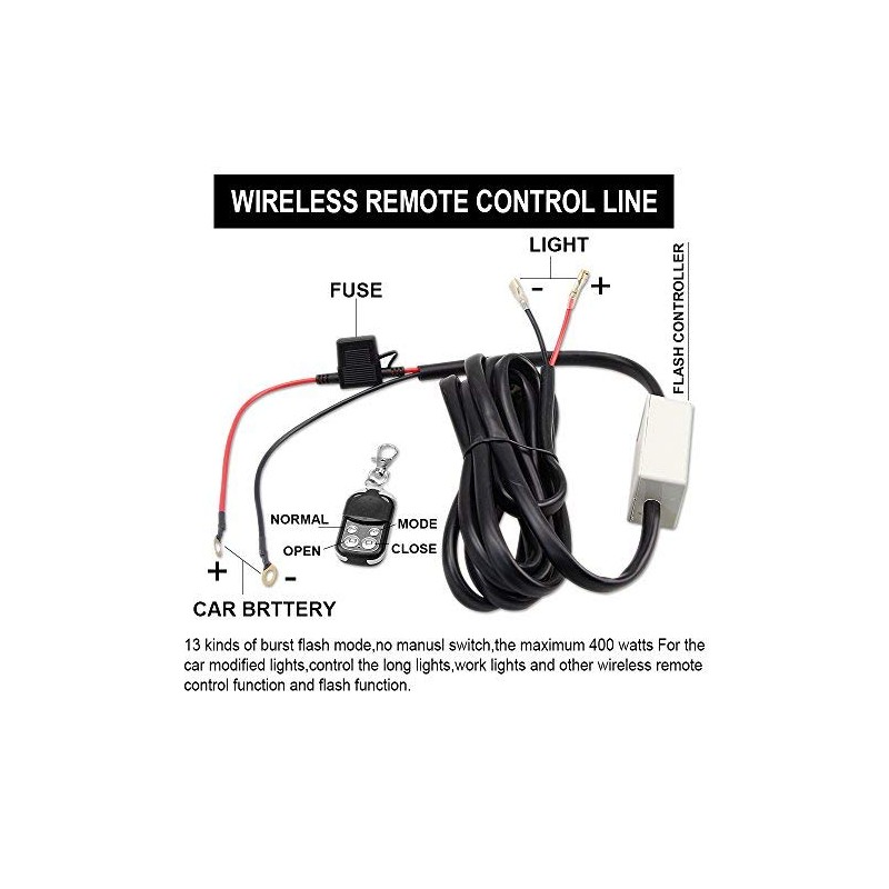 LEADTOPS Heavy Duty LED Light Bar 400Watts Load Wiring Harness