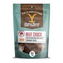Yellowstone Limited Ingredient Dog Treats Beef Chuck - Healthy Dog Treats Made in USA - Air Dried Beef Collagen Dog Jerky Treats - Crunchy & Chewy Dog Treats - Beef Dog Treats Jerky - 4 oz