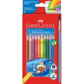 Faber-Castell Grip Watercolour Pencils, Box of 12 plus Brush, (16-116242)