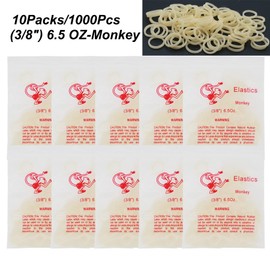 10Packs/1000Pcs Dental Orthodontic Elastics Latex Rubber Bands (10Bags-Monkey-3/8-6.5OZ)