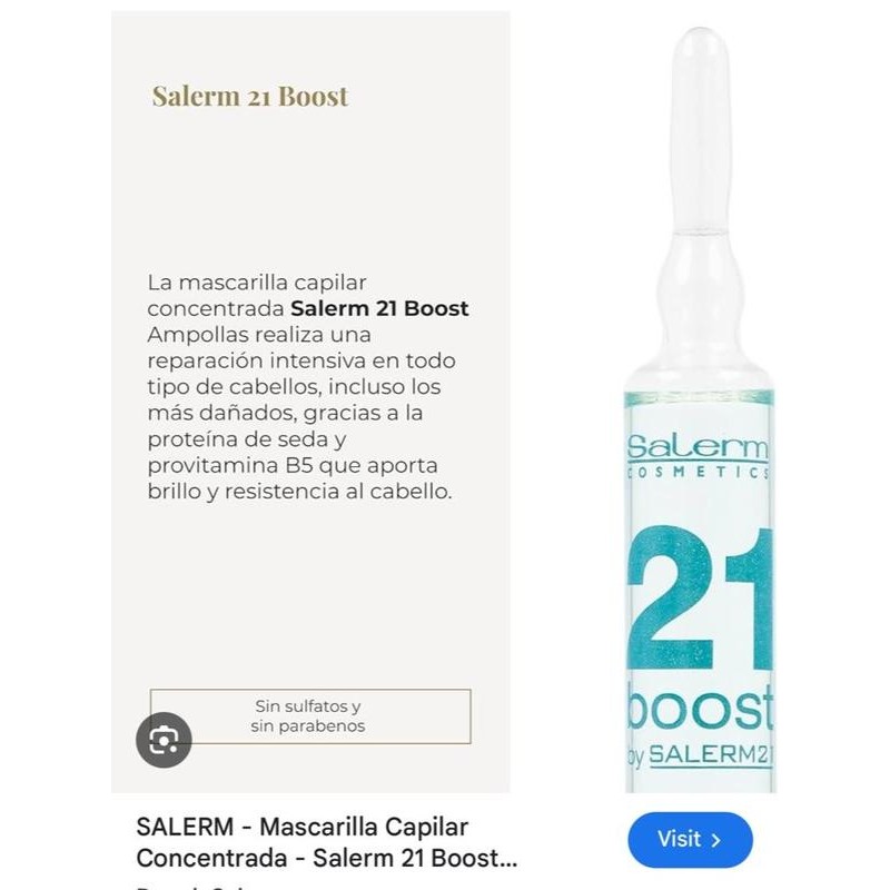 Salerm 21 Boost Provitamin B5 liposomes. Silk Protein Hidro Protect