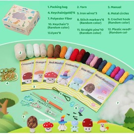 TIKA 6 -Pack Colorful Mushroom Beginner Crochet Kit – DIY Craft with Video Tutorials