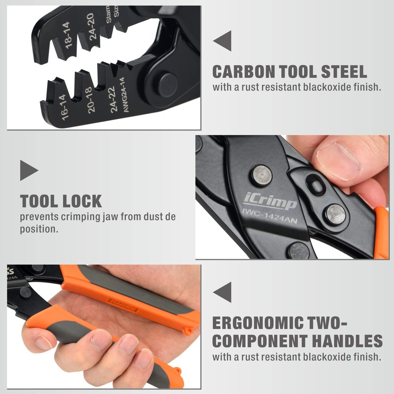 iCrimp IWC-1424AN Deutsch Stamped Contacts Crimping Tool, DT Series Crimp
