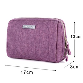 YLUNWUDE Makeup Bag, Small Travel Cosmetic Bag Nylon Waterproof Makeup Pouch for Women and Girl Organizing Cosmetic Christmas Gifts (Purple)