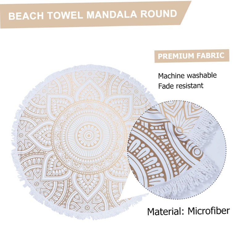 CAXUSD Large Bath Towel Microfiber Beach Towel Mandala Round Tapestry