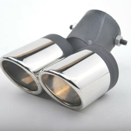 2X Car Universal 63mm Stainless Steel Dual Outlet Exhaust Pipe Muffler Tail Throat Muffler Tip Pipe Grilled Black