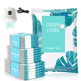 18 Pack Vacuum Storage Bags for Travel Clothing with High Pressure Electric Pump, 3 Sizes Large/Medium/Small Space Saver Bag Vacuum Sealed for Luggage Blankets, Vacuum Seal Bag for Bedding Comforters