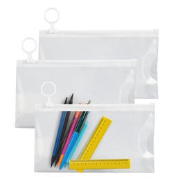 3PCS Clear Pencil Case for Exams A6 Size Transparent Zipper Stationery Pouch for School, Office, Travel – See Through Durable Pen Bag for Boys & Girls