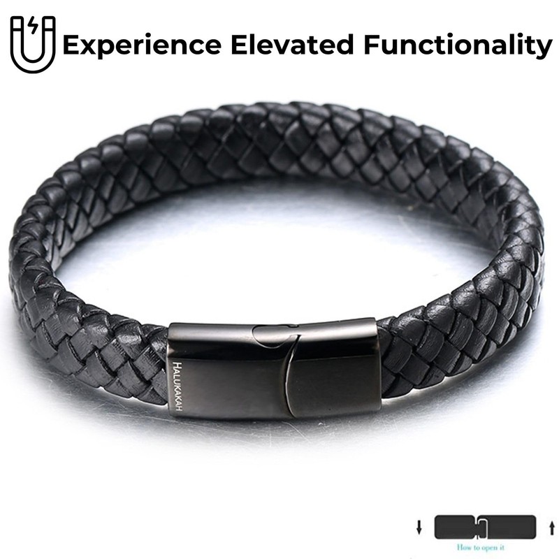 HALUKAKAH ● Solo ● Men's Genuine Black Leather Bracelet Classic