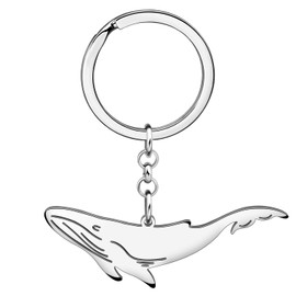 WEVENI Dolphin Keyring Whale Key Ring Rings Jellyfish Charms Fish Jewellery for Women Girls Sea Animals Lovers, Graphite Whale #3