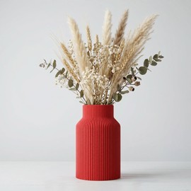 ebenkunst Rabella - Vaso decorativo moderno per erba della pampa e fiori secchi, in stile scandinavo per soggiorno, oggetto di design 3D in plastica (PLA), leggero e infrangibile, prodotto in Germania