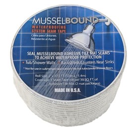 MusselBound® Waterproofing System Seam Tape - 2" x 37.5' Single-Sided Adhesive Tape to Seal The Seams of MusselBound Adhesive Tile Mat