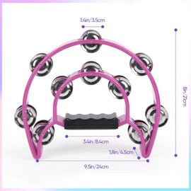 Tambourine, Tambourine Percussion, Hand Drum, Tambourine Drum, Drum Tambourine, Clamp Ring with Handle, Music Percussion Instrument, Double Row Bell Ring in Crescent Shape Frame