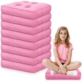 Fumete 8 Pcs 16 Inch Square Floor Pillows for Kids Flexible Seating Classroom Floor Cushions Meditation Chair Cushions for Reading Corner Nursery Daycare Preschool Kindergarten Yoga (Pink)