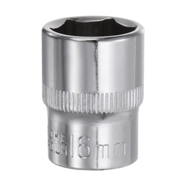 HARFINGTON 6-Point Socket 3/8" Drive 16mm Deep 1.18" Length 45# Steel Metric Square Drive Sockets Polishing Chromed Sockets for Car Repair Mechanical Maintenance Home Use