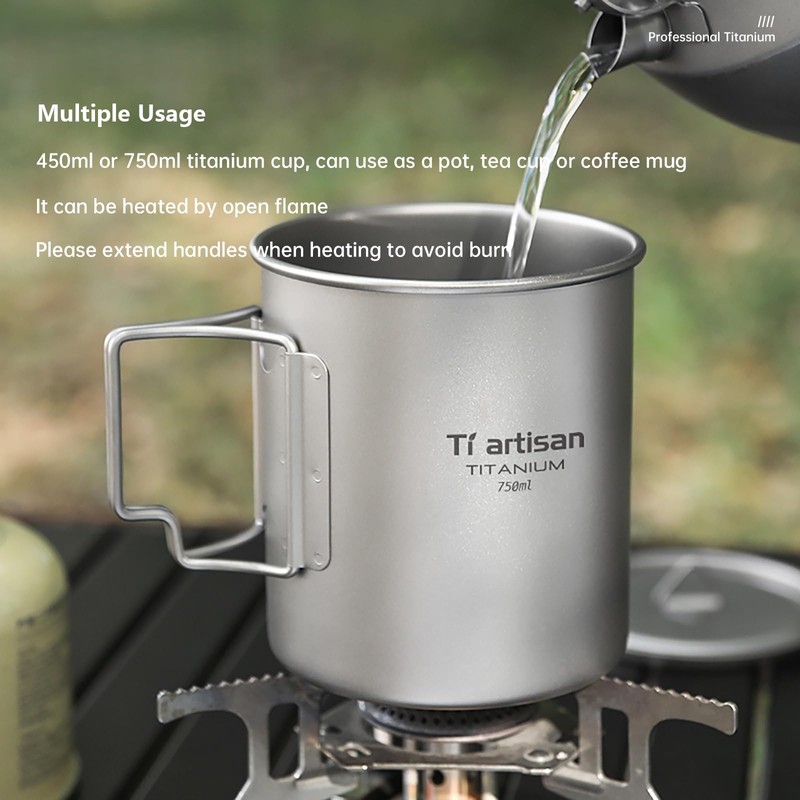 Ti artisan Titanium Pot Ultralight Titanium Cup Camping Cup Titanium