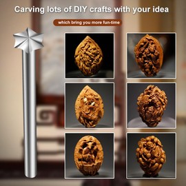 BAIQI Wood Carving Tool KitFive Different Drill Bits, DIY Carving Crafts Shape 3mm Shank Diameter,Sturdy Steel Culpture Engraving Tools (Five-Star Knife)